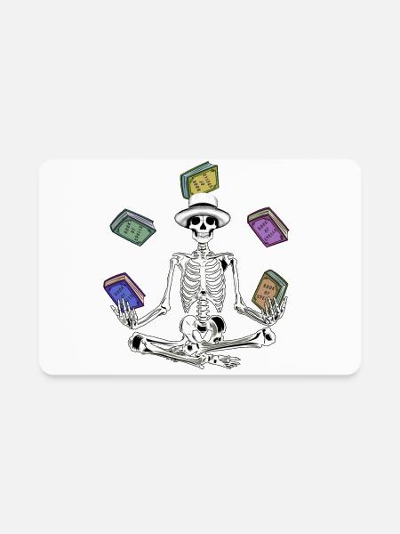 Skeleton Juggling Spell Books, Books of Spells - Rectangle Magnet - white - Front