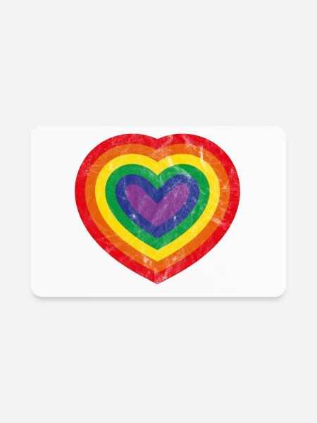 Pride Concentric Vintage Heart - Rectangle Magnet - white - Front
