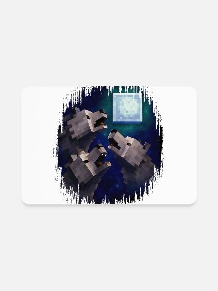 Retro Pixel Art 3 Wolfs hero Howling At The Moon - Rectangle Magnet - white - Front