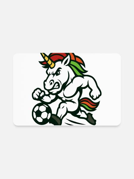 Unicorn Striker on Soccer Ball - Rectangle Magnet - white - Front