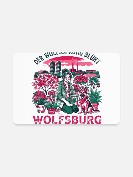 City Wolfsburg Botanical German Shepherd Dog Lover - Rectangle Magnet - white - Front