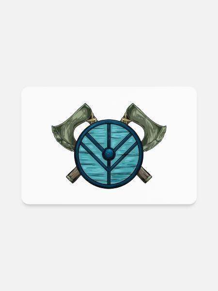 Axes And Viking Shield Viking - Rectangle Magnet - white - Front