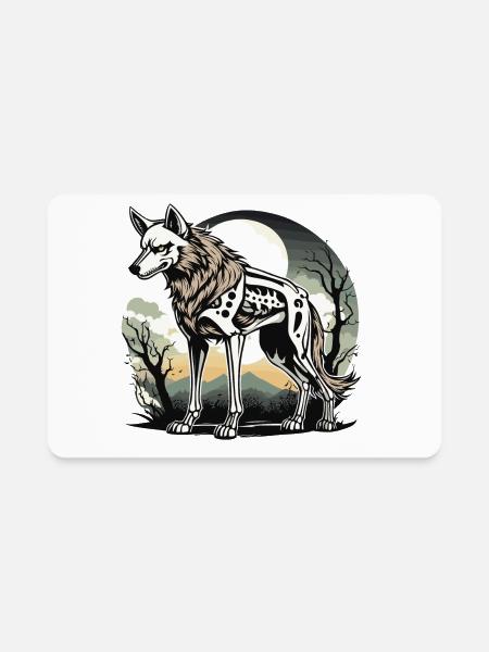 Wolf Skeleton Illustration - Rectangle Magnet - white - Front