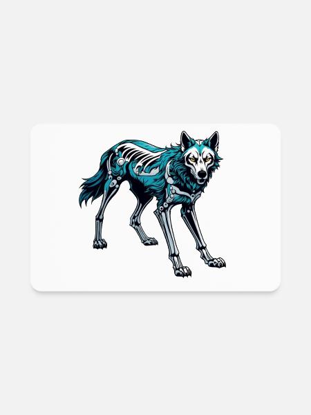 Wolf Skeleton Illustration - Rectangle Magnet - white - Front