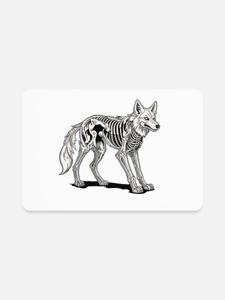 Wolf Skeleton Illustration - Rectangle Magnet - white - Front