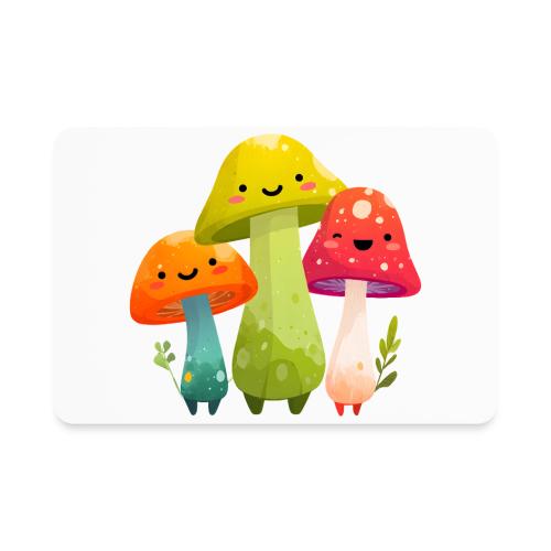 Trio of Happy Mushrooms - Rectangle Magnet