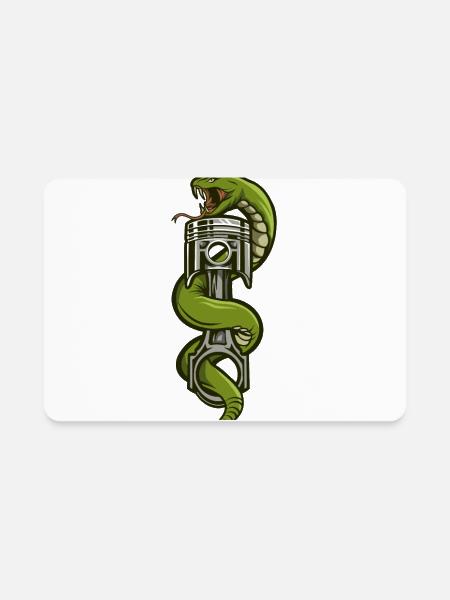 snake piston motorcycle club - Rectangle Magnet - white - Front
