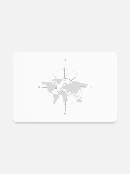 World map and compass - Rectangle Magnet - white - Front