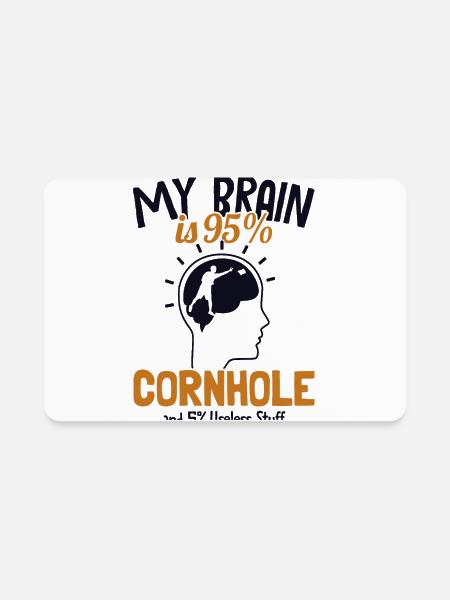 My Brain is 95% Cornhole Boards Bean Bag Game - Rectangle Magnet - white - Front