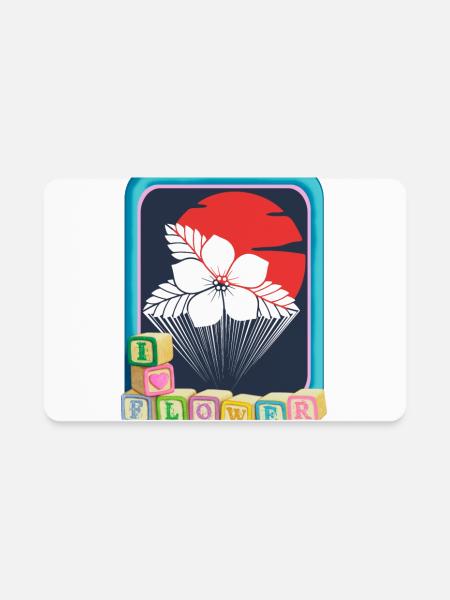 Fleur dans un cadre - J’adore la fleur - Magnet rectangulaire - blanc - Devant