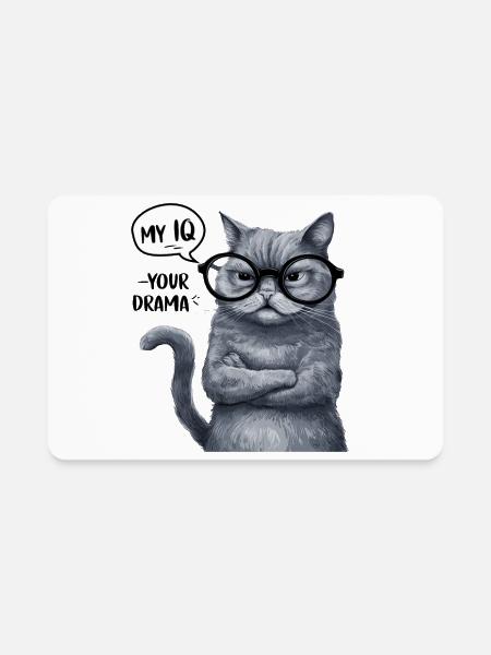 Grumpy Cat IQ Glasses - Rectangle Magnet - white - Front