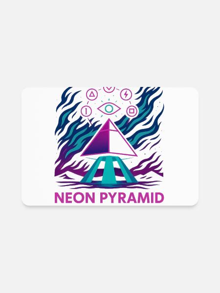Neon Pyramid - Rectangle Magnet - white - Front
