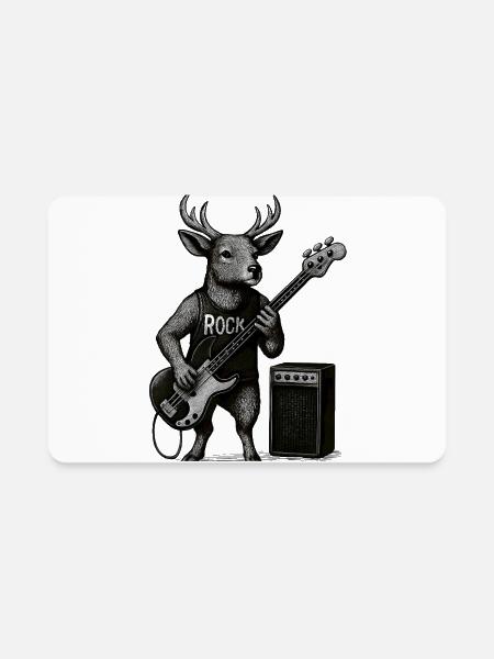 Rockin Deer Bassist - Rectangle Magnet - white - Front