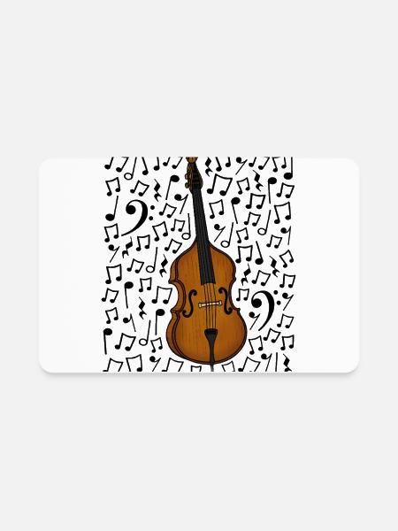 Double Bass Musical Notes Bassist Jazz Musician - Rectangle Magnet - white - Front