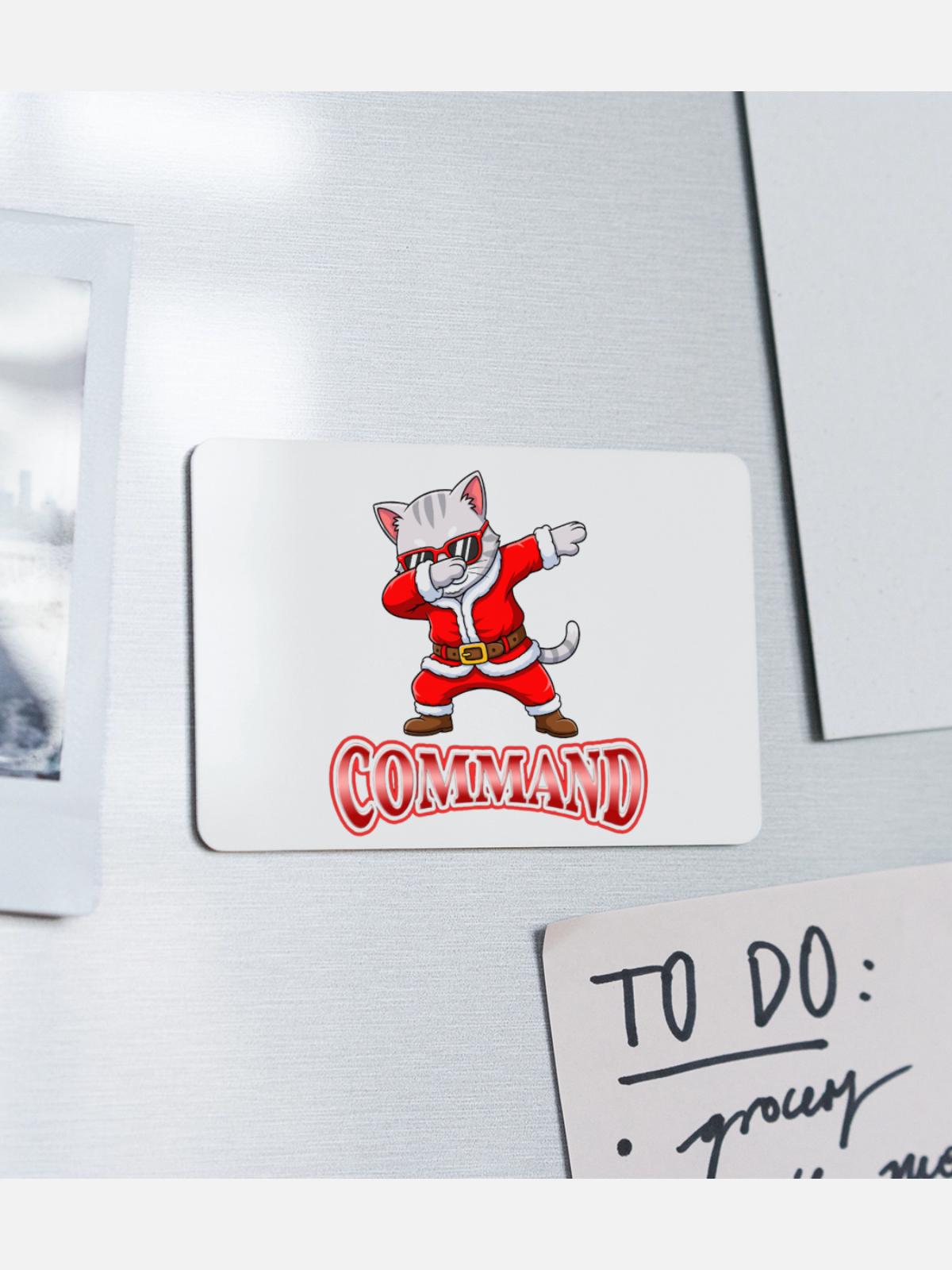 Dabbing Santa Cat Command - Rectangle Magnet - white - Front