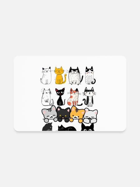 Cute Cat Squad Illustration - Rectangle Magnet - white
