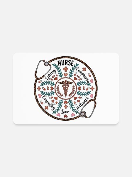 Mandala Caring Compassion Empathy Love Nursing - Rectangle Magnet - white - Front