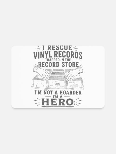 I rescue vinyl records trapped in the record store - Rectangle Magnet - white - Front