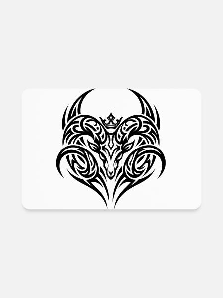 Tribal Ram Head Black Graphic - Rectangle Magnet - white - Front