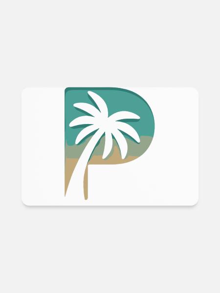Palm Tree Paradise Letter P Coastal Vibes - Rectangle Magnet - white - Front