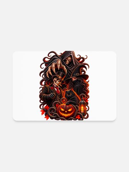 Gothic Halloween Grim Skeleton Witch Art - Rectangle Magnet - white - Front