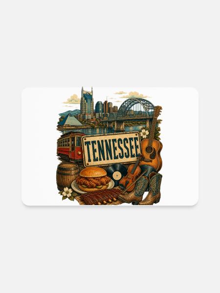 Vintage Tennessee Tattoo Style Riverfront Music - Rectangle Magnet - white - Front
