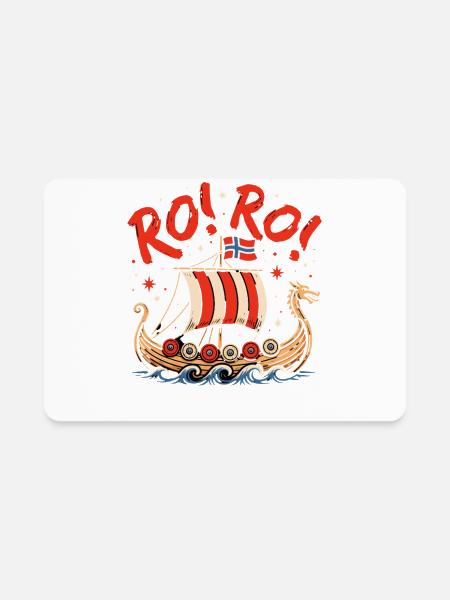 ROK R Viking Longship Norway Norse Warrior - Rectangle Magnet - white - Front