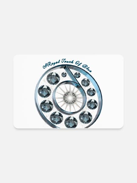 Blue Diamond Crown Ring - Rectangle Magnet - white - Front