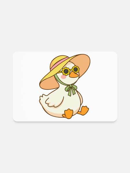 Cute Duck in Sun Hat and Sunglasse - Rectangle Magnet - white - Front