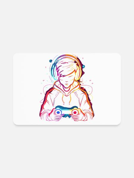 Gamer Synthwave - Rectangle Magnet - white - Front