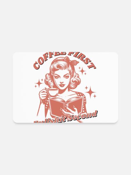 Coffee First Pinup Reader - Rectangle Magnet - white - Front