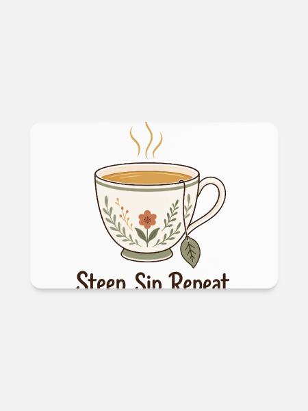 Steep Sip Repeat Tea Floral - Rectangle Magnet - white - Front