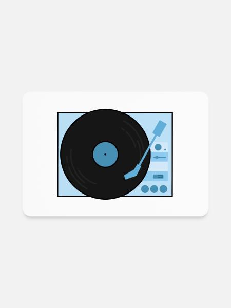 Blue Record Player - Rectangle Magnet - white - Front