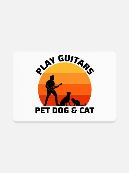 Bass Guitar Player Musician Bassist Cat Dog Animal - Rectangle Magnet - white - Front