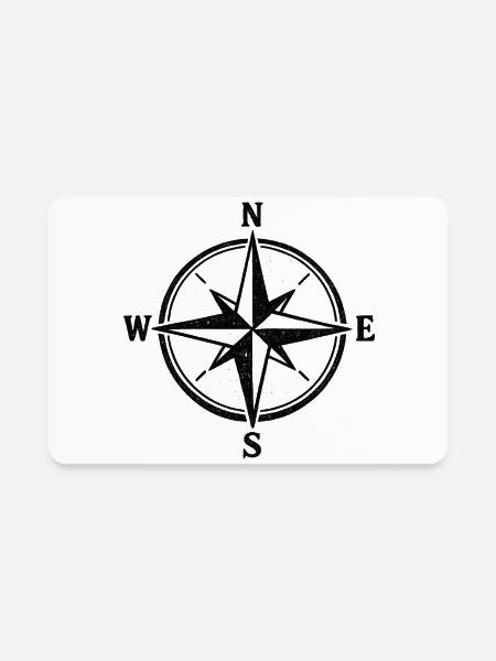 Vintage Compass Rose Grunge Retro Explorer - Rectangle Magnet - white - Front