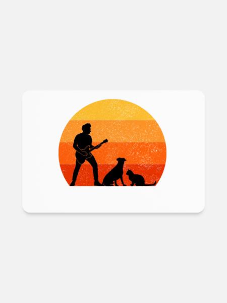 Bass Guitar Player Musician Bassist Cat Dog Animal - Rectangle Magnet - white - Front