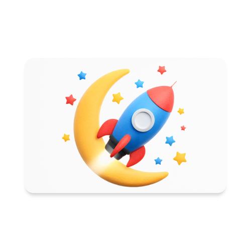 Rocket to the Crescent Moon - Rectangle Magnet