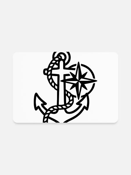 Anchor Compass Rose Maritime Logo - Rectangle Magnet - white - Front