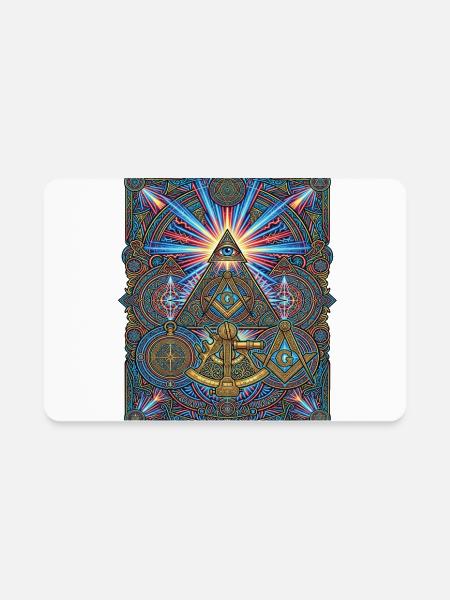 Neon Masonic Geometry - Rectangle Magnet - white - Front