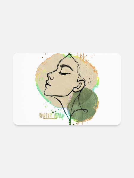 Quiet Mind Aesthetic Line Art Face Graphic T-Shirt - Rectangle Magnet - white - Front