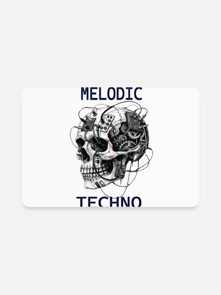 Melodic Techno Skull Circuit - Rectangle Magnet - white - Front