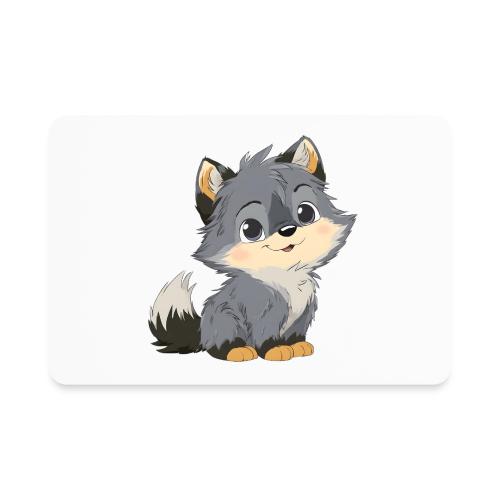 Cute Cartoon Baby Wolf with Innocent Eyes - Rectangle Magnet