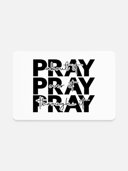 Layered Pray Typography - Rectangle Magnet - white - Front