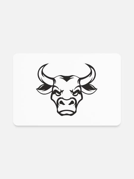 Shape bull head cool tattoo animal vector image - Rectangle Magnet - white - Front