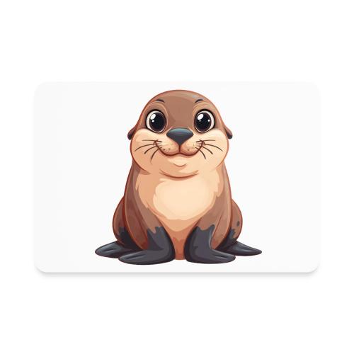 Smiling Cartoon Brown Sea Lion - Rectangle Magnet