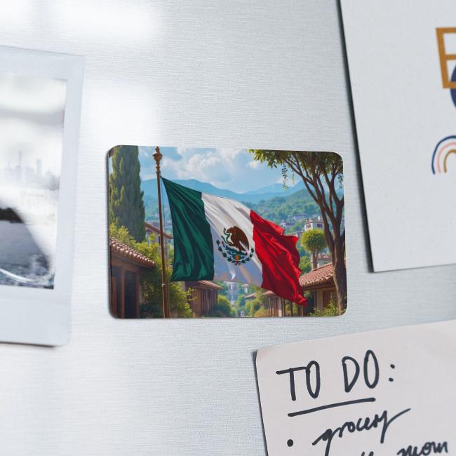Mexican flag surrounded by nature and magic town