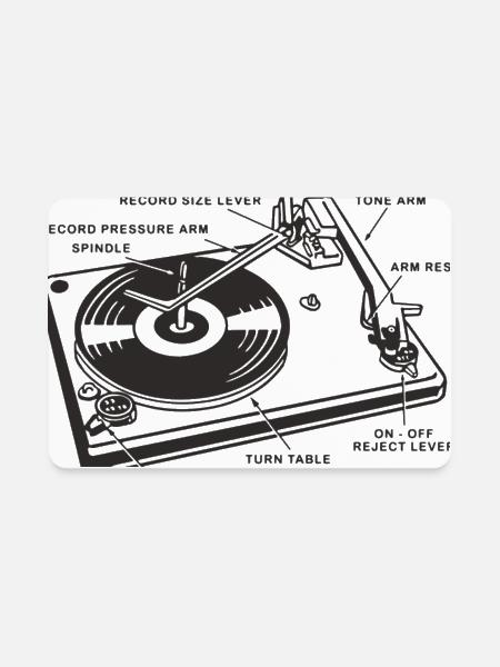 Record Player Anatomy - Rectangle Magnet - white - Front