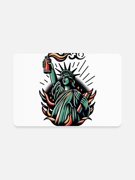 AI Traditional Tattoo of Lady Liberty with Spray - Rectangle Magnet - white - Front