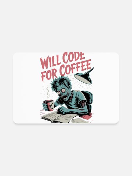 Code Zombie Craves Coffee - Rectangle Magnet - white - Front