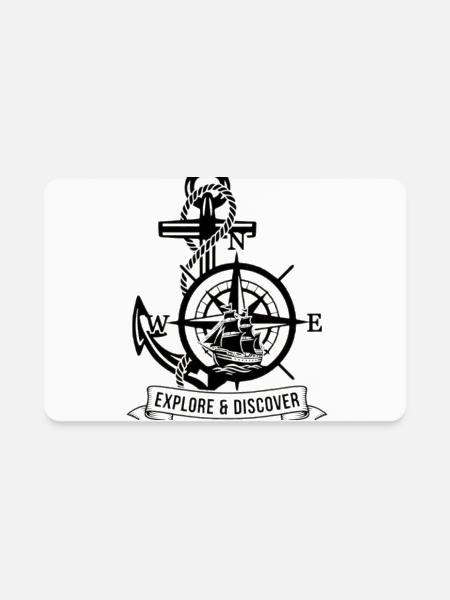 Nautical Compass Explore and Discover - Rectangle Magnet - white - Front